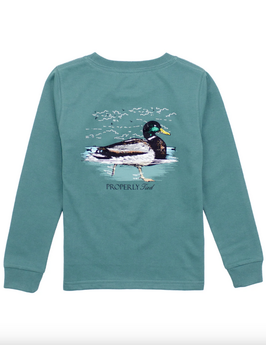 Properly Tied- Boys Swimming Mallard LS Marine Mist