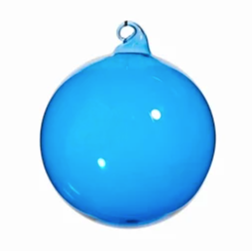 Raz- 5" Blue Opaque Blown Glass Ball Ornament