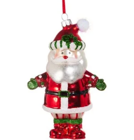 Raz- 6" Holly Day Santa Ornament