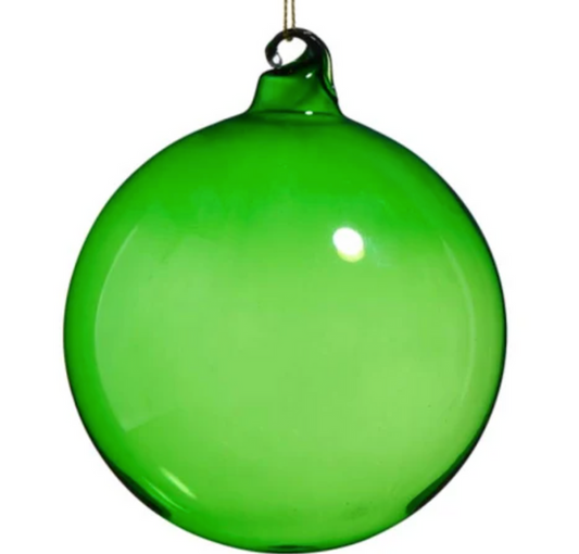 Raz-4" Green Sheer Blown Glass Ball Ornament