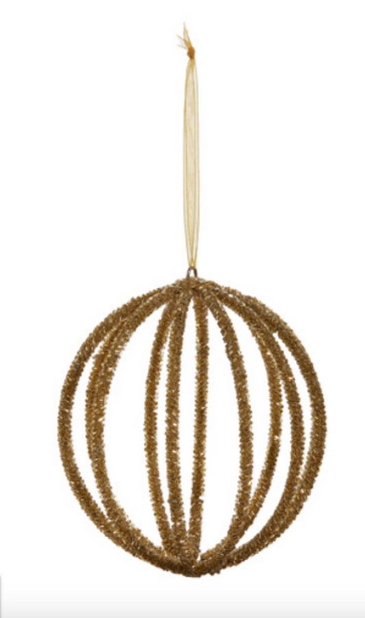 Raz 5" Antiqued Gold Beaded Ball Christmas Ornament