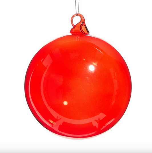 Raz-5" Red Sheer Blown Glass Ball Ornament