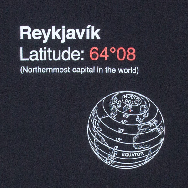 Reykjavik Latitude  - T-Shirt - Black - Idontspeakicelandic