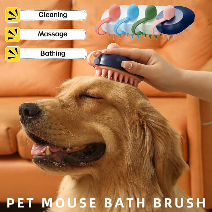 Silicone Pet Bath Brush for Dogs & Cats | Shampoo & Massage