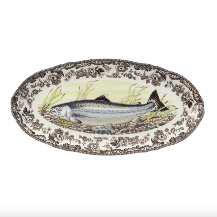 Spode- Woodland Fish Platter 18.5 Inch, King Salmon