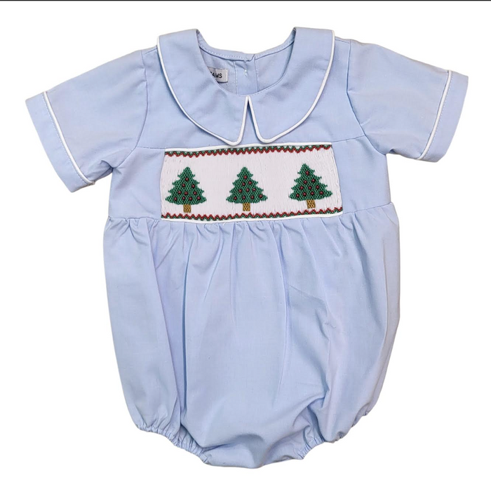 Sweet Dreams-CHRISTMAS TREE SMOCKED BLUE BUBBLE
