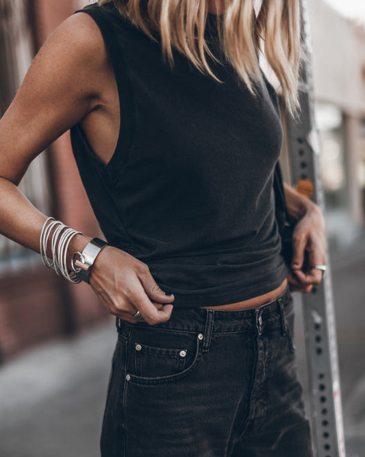 The Dark Draped Tank Top