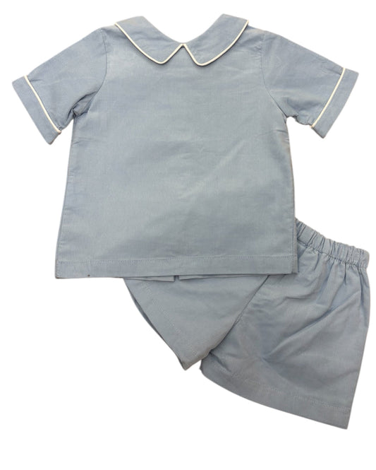 The Oaks-Blue Boys Set with White Trim Peter Pan Collar