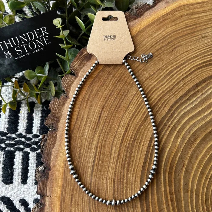 Thunder & Stone 14" Genuine Silver Navajo Pearl Triple Saucer Necklace