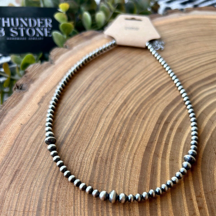 Thunder & Stone 14" Genuine Silver Navajo Pearl Triple Saucer Necklace