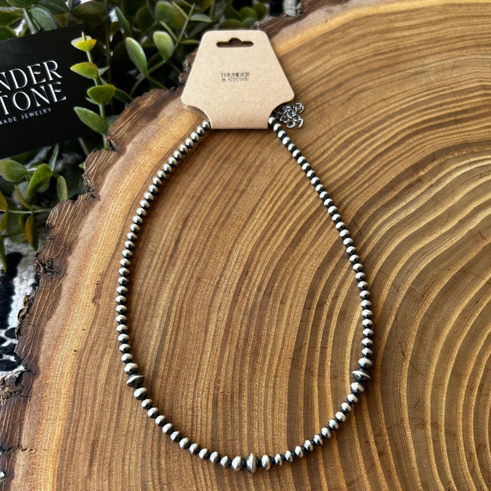 Thunder & Stone 14" Genuine Silver Navajo Pearl Triple Saucer Necklace