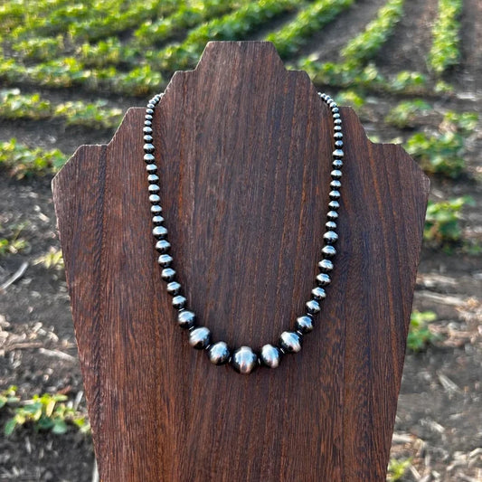 Thunder & Stone 17" Authentic Sterling Silver Navajo Style Pearl Graduated Necklace