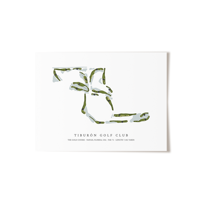 Tiburon Golf Club - The Gold Course | Golf Course Map | Unframed
