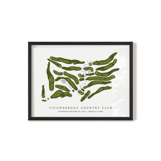 Ticonderoga Golf Course | Golf Course Map | Black Frame