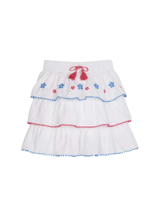 Tiered Mini Skort - White Embroidered