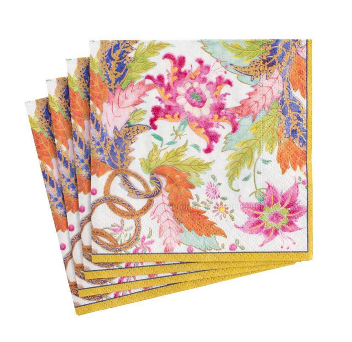 Tobacco Leaf Paper Cocktail Napkins in Ivory-Caspari