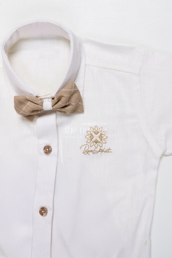 The Nesavu Boys Casual Set Toddler Boys Festive Jacket Set In Beige for Weddings and Events Nesavu Nesavu toddler boys festive jacket set beige cotton weddings traditional celebrations