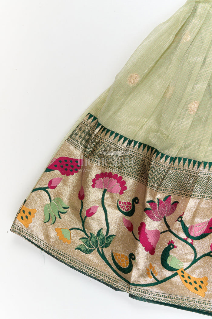 The Nesavu Pattu Pavadai Toddler Girl Pattu Pavadai for Festive Occasions and Cultural Events Nesavu Nesavu toddler girl pattu pavadai set with zari border for festive and ethnic celebrations