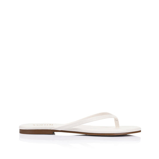 Women's vegan flat thongs in white smooth