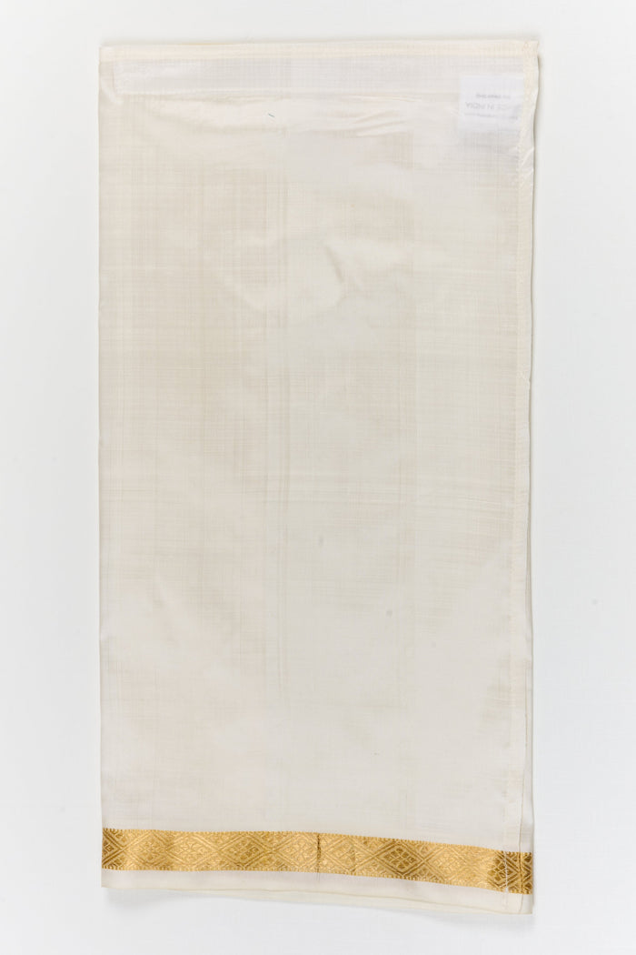 The Nesavu Boys Vesti Boys Silk Vesti for Festive Functions and Traditional Dressing Nesavu 14 (6M) / White / Silk D057A-14 Nesavu boys silk vesti with traditional zari pattern – ideal for weddings, rituals, and festive wear