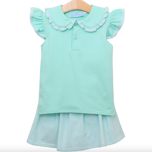 Trotter Street-Camilla Skort Set- Mint Stripe