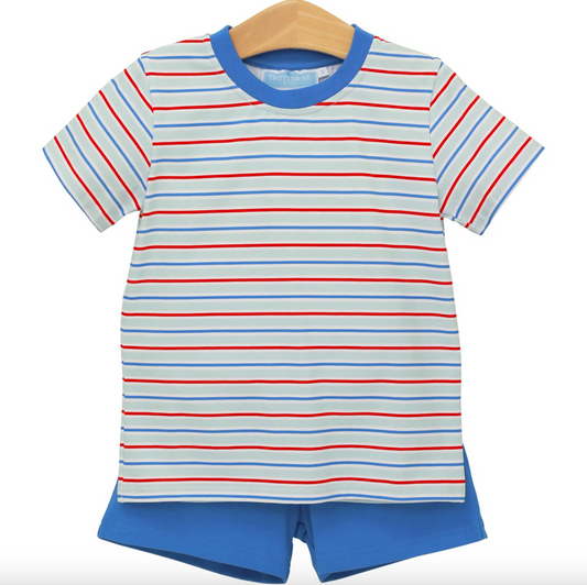 Trotter Street-Drew Short Set- Patriotic Stripe