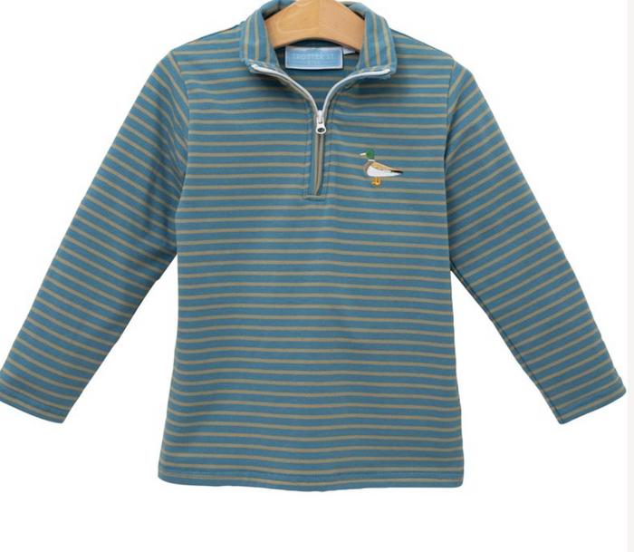 Trotter Street-Mallard Embroidery 1/4 zip pullover