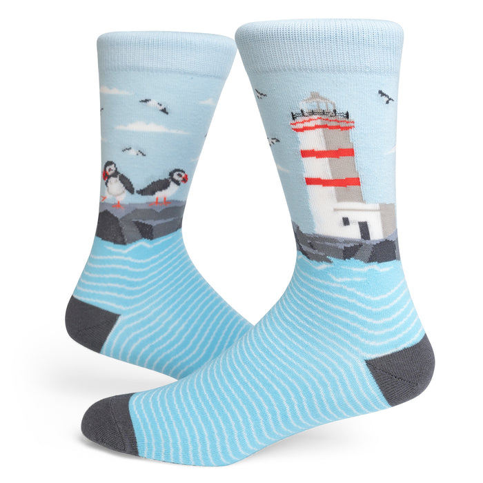Two Puffins - Blue