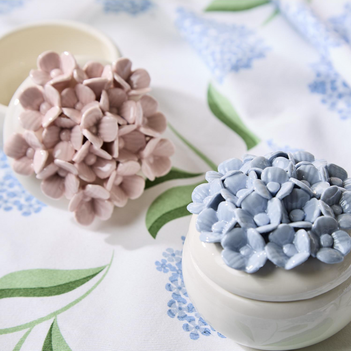 Two's Company-Hydrangea Trinket Jewelry Box with Lid Asst 2 Colors