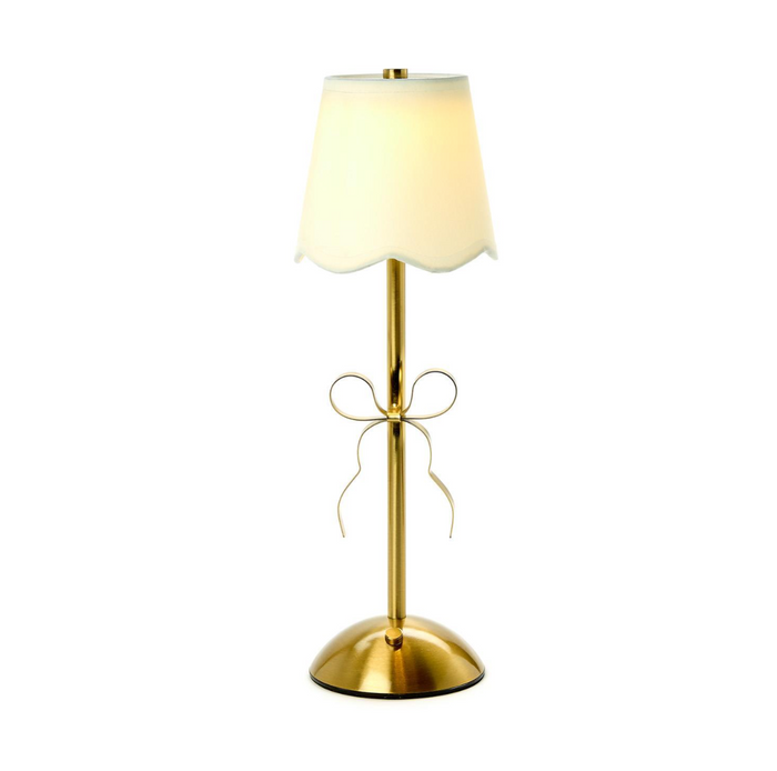 Two's Company-LED Portable Cordless Gold Bow Lamp in GB