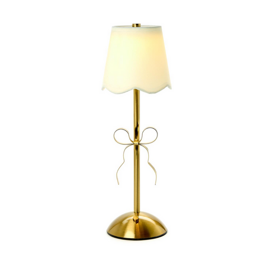 Two's Company-LED Portable Cordless Gold Bow Lamp in GB