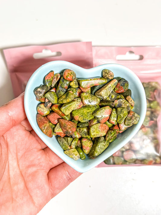 Unakite Crystal Chip Bag