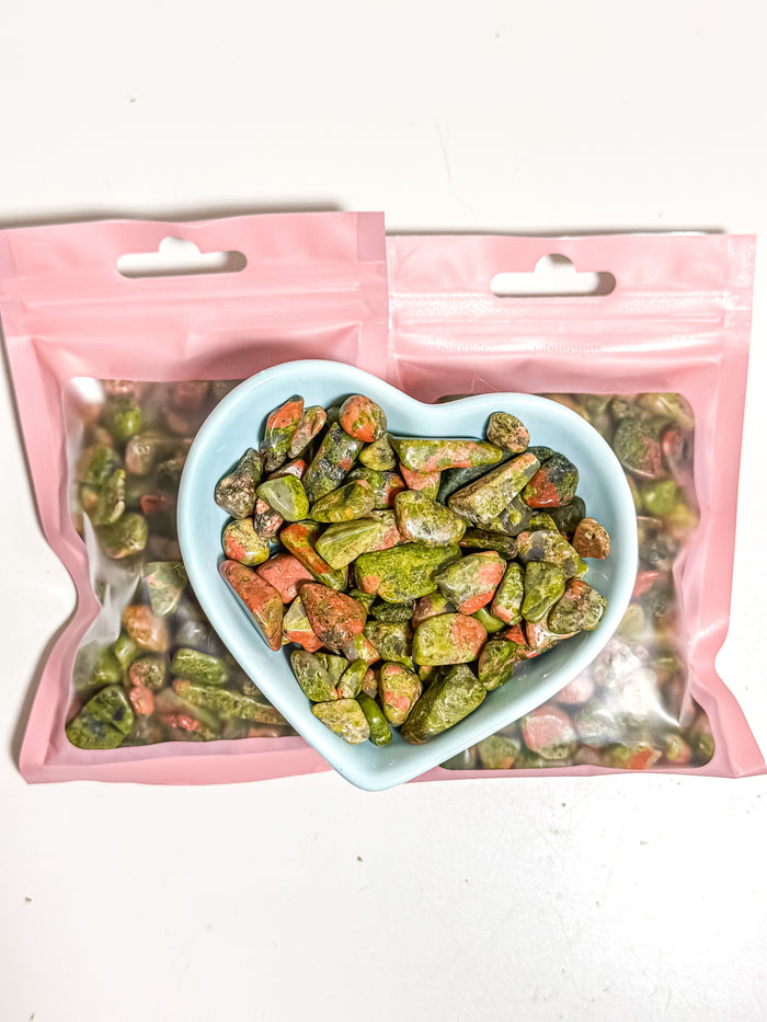 Unakite Crystal Chip Bag