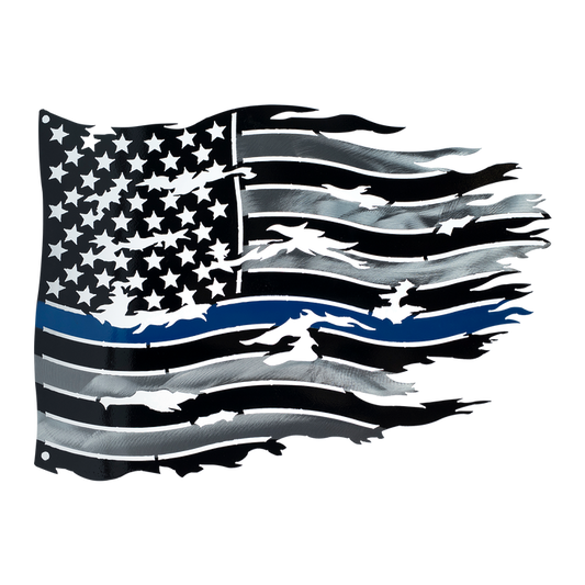 USA Thin Blue Line flag/Silver - Metal Sign