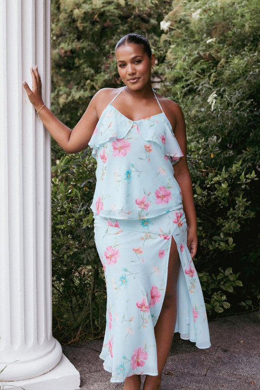 Petal and Pup USA SETS Valeria Skirt Set - Blue Floral