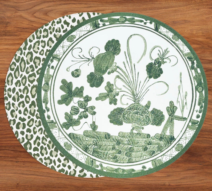 VIDA Faenza and Leopard Reversible Placemats Set of 4 (pick your color)
