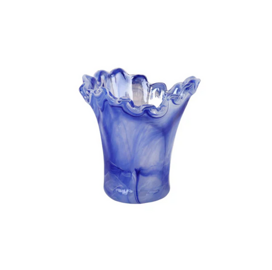 VIETRI-Onda Glass Cobalt Short Vase