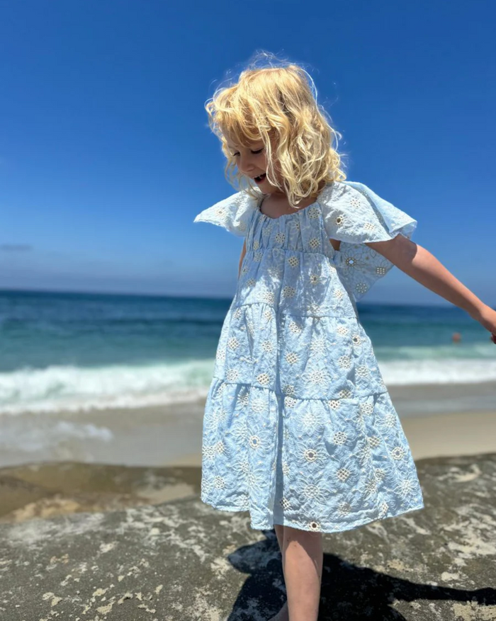 Vignette- Sierra Dress- Light Blue Eyelet