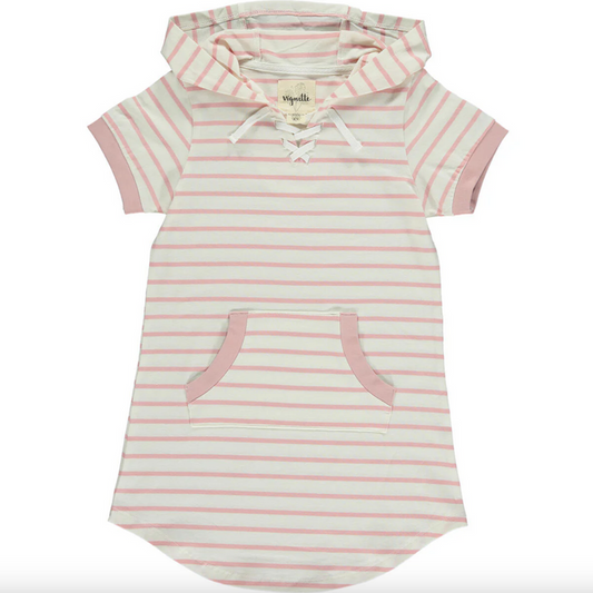 Vignette Tracey Dress in Pink Ivory Stripe