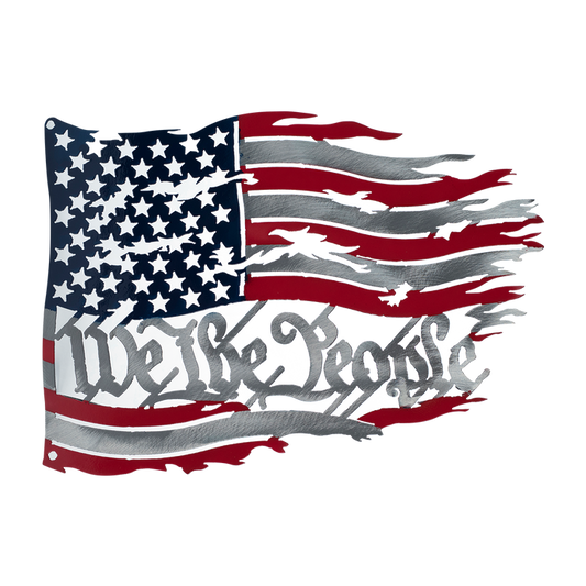 We The People Red Silver and Blue Flag - Metal Sign