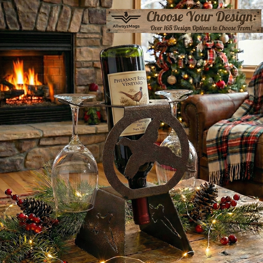 Wine Rack With 2 Glass Holders (Glasses Not Included)  - Frontier Heritage