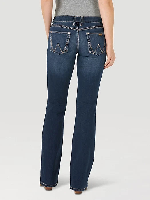 Wrangler Retro Women's Mae Mid-Rise Boot Cut Jean in HT Wash