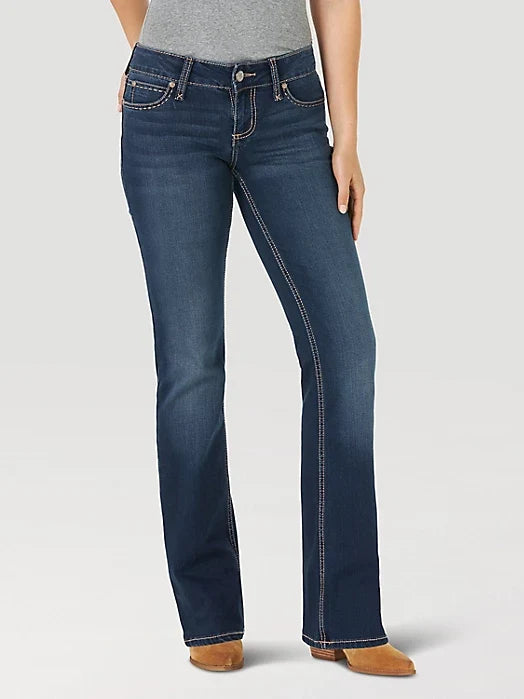 Wrangler Retro Women's Mae Mid-Rise Boot Cut Jean in HT Wash