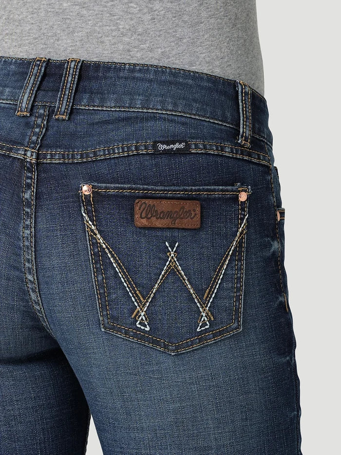 Wrangler Retro Women's Mae Mid Rise Bootcut Jean in Dark Blue (Available in Regular & Plus Sizes)