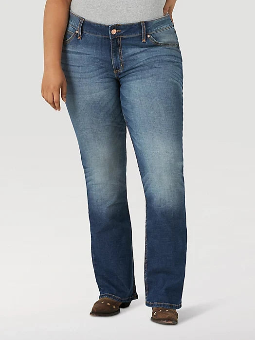 Wrangler Retro Women's Mae Mid Rise Bootcut Jean in Dark Blue (Available in Regular & Plus Sizes)