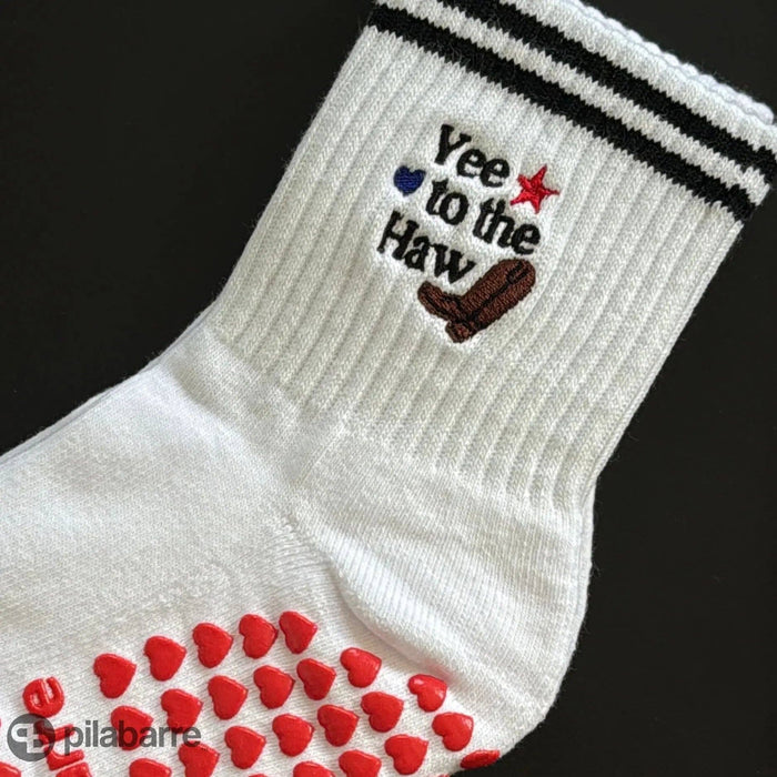Yee to the Haw Western Grip Socks – Non-Slip Cowboy Crew Socks