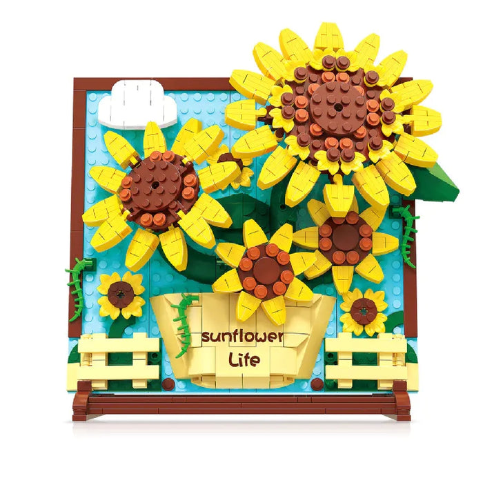 ZHEGAO DZ1013 Painting Sunflower Life Mini Brick ZHEGAO