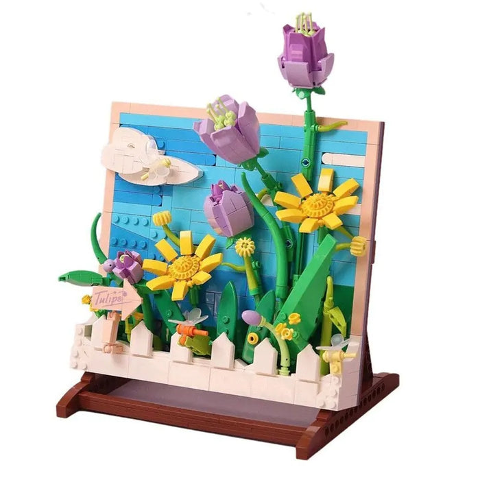 ZHEGAO DZ1015 Painting BionicTulips Mini Brick ZHEGAO