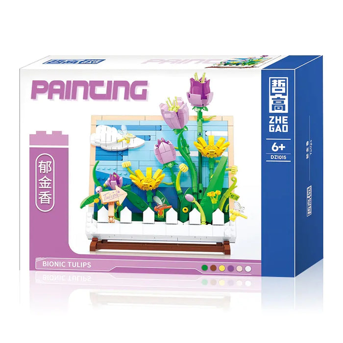 ZHEGAO DZ1015 Painting BionicTulips Mini Brick ZHEGAO