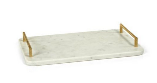 Zodax Andria Marble Tray with Gold Metal Handles